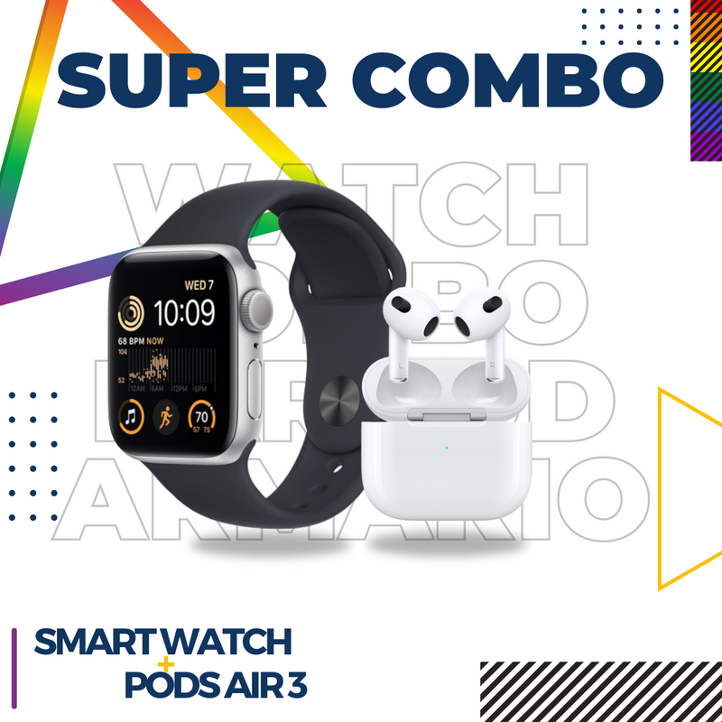 Combo Auriculares Sound Pods 3 e Smartwatch 8 Ultra, som de alta qualidade e tecnologia avançada.