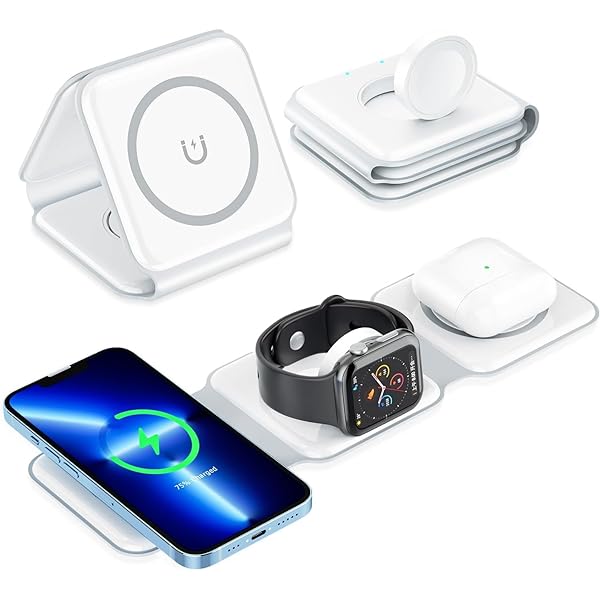 Carregador 3 em 1 Dobrável e Magnético para iPhone, Apple Watch e AirPods