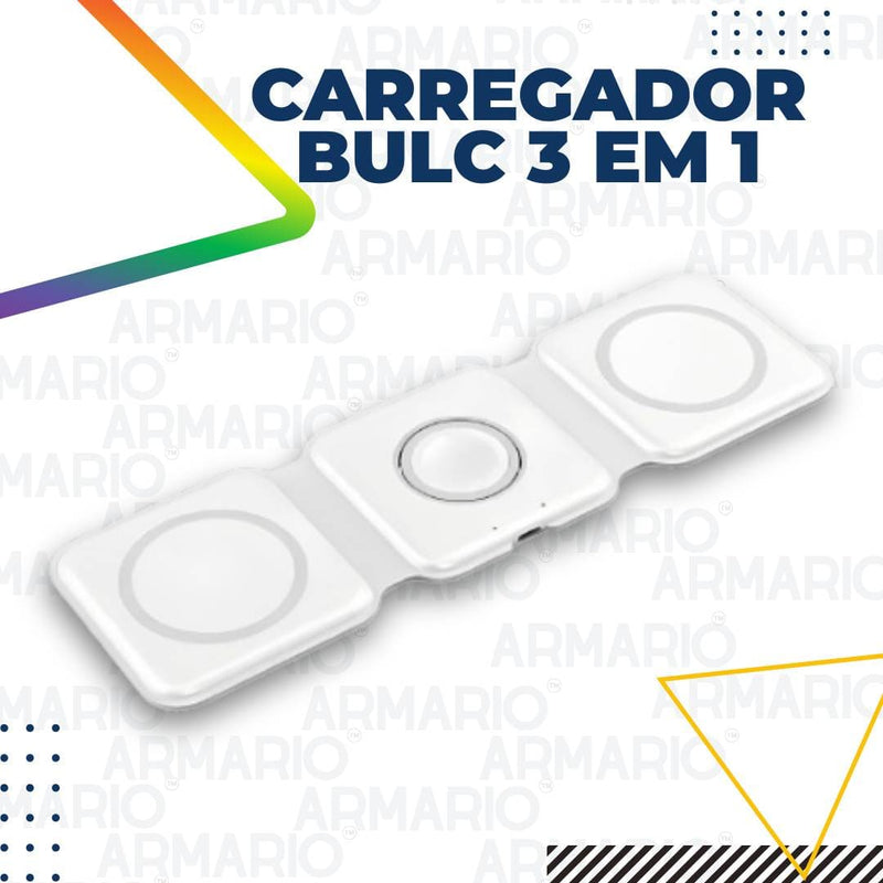 Carregador 3 em 1 Dobrável e Magnético para iPhone, Apple Watch e AirPods