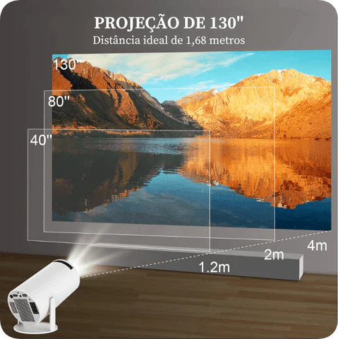 Mini Projetor Smart TV 4K projetando filmes com qualidade ultra HD