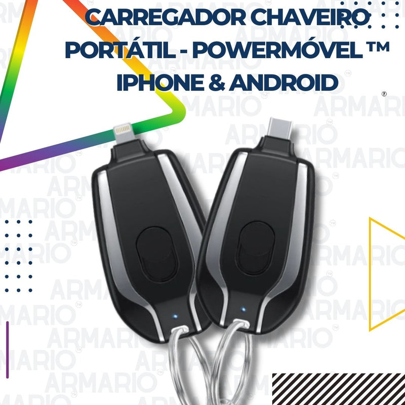 Carregador Chaveiro Portátil - PowerMóvel ™ iPhone & Android