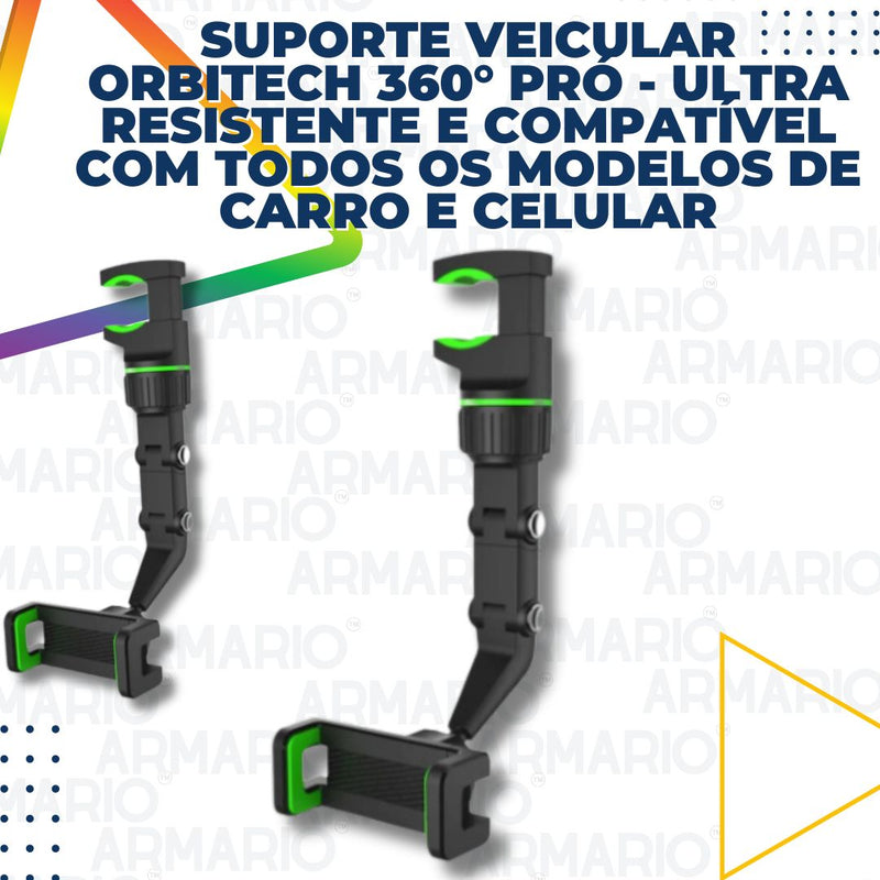 Suporte Veicular Orbitech 360° Pró - Ultra Resistente e Compatível com Todos os Modelos de Carro e Celular